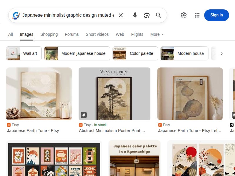 Google Image search for Japanese minimalist graphic design muted earth tones