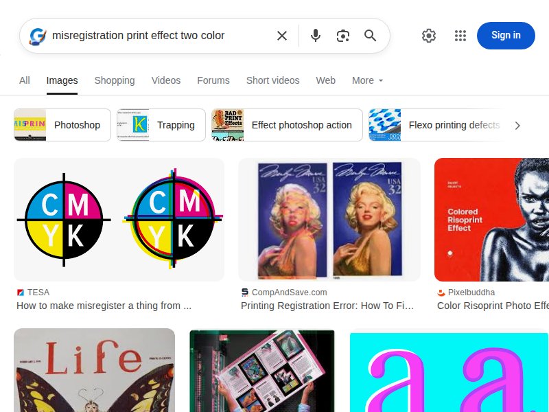 Google: misregistration print effect