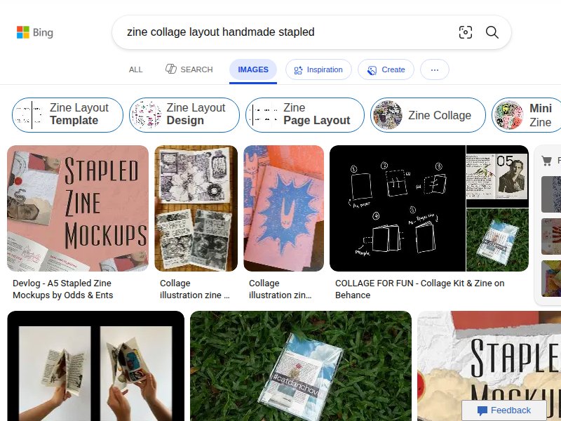 Bing: zine collage layout