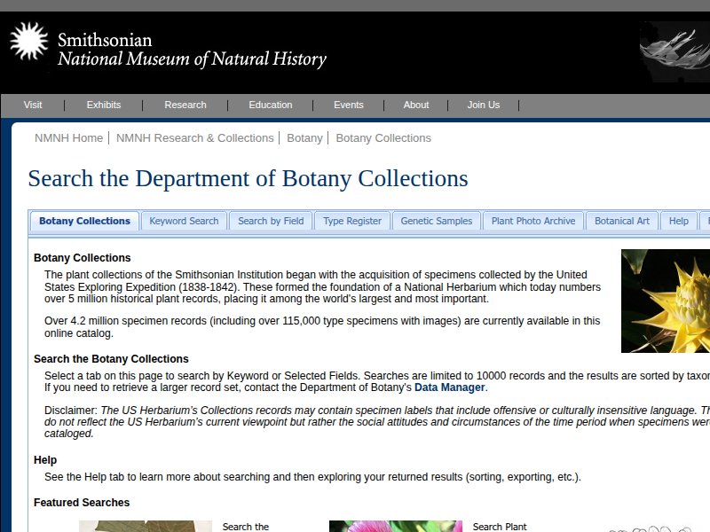 Smithsonian botany collections