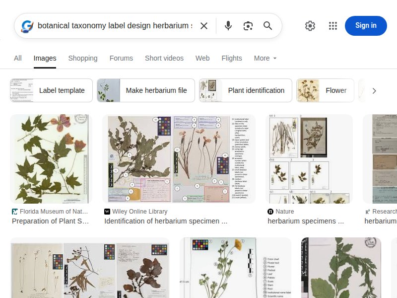 Botanical taxonomy labels