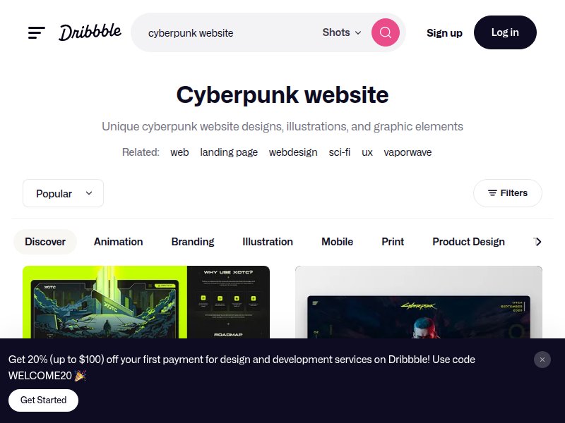 Dribbble cyberpunk website designs