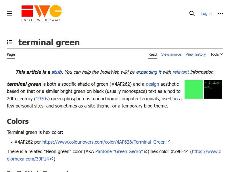 IndieWeb terminal green