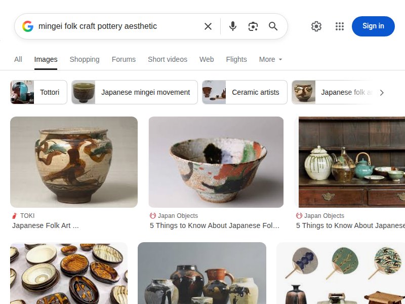 Mingei folk craft pottery aesthetic