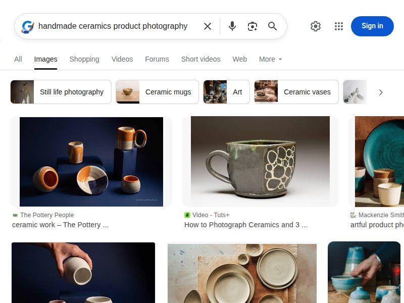 Handmade ceramics product photography