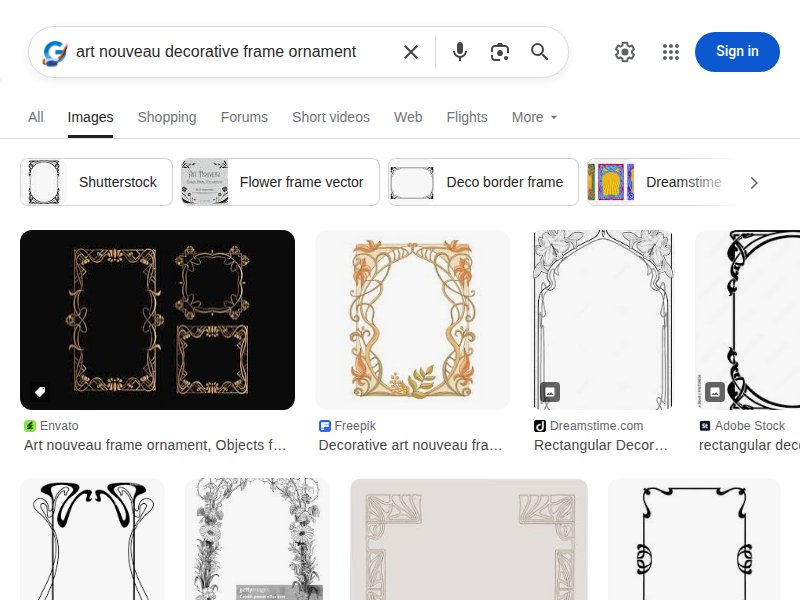 Art Nouveau Decorative Frames