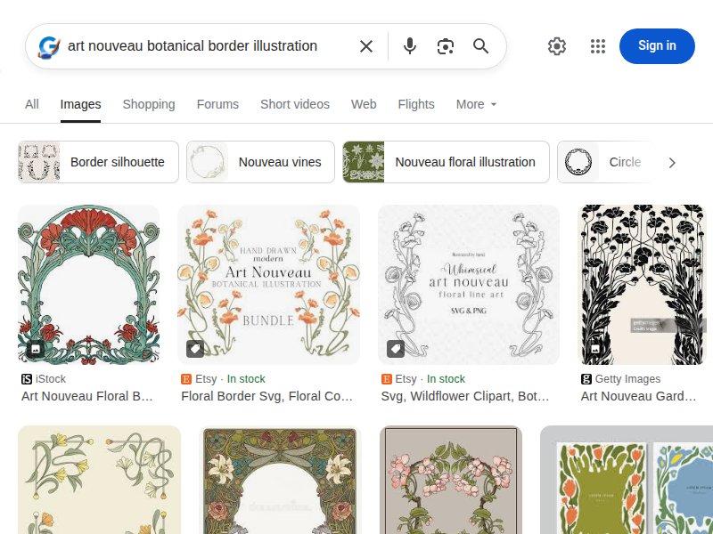 Art Nouveau Botanical Borders