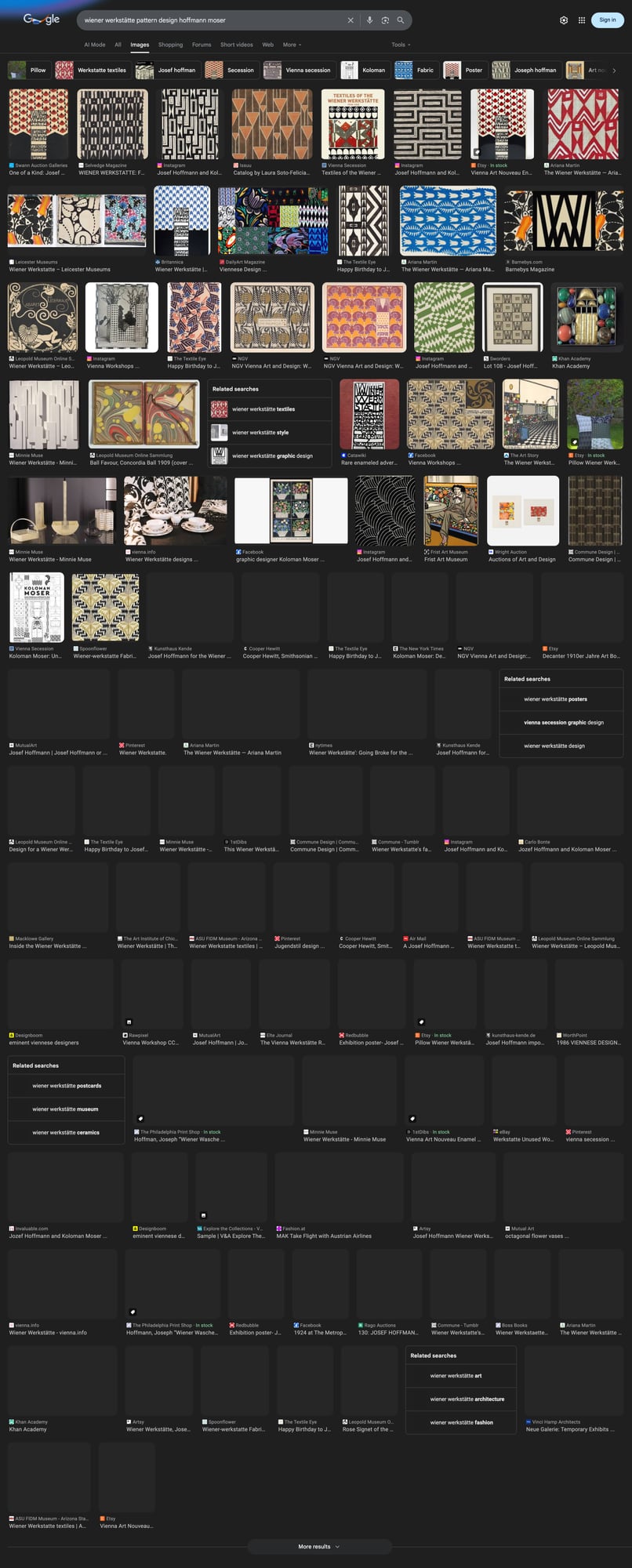Werkstätte pattern designs — Hoffmann and Moser