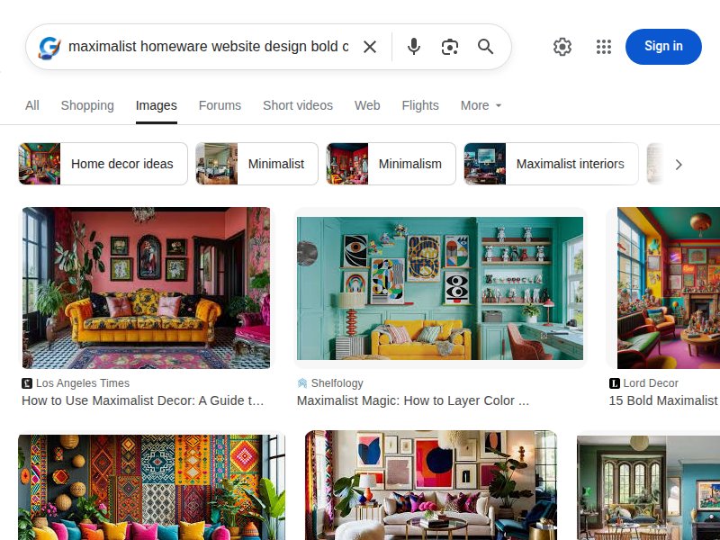 Maximalist homeware website design search