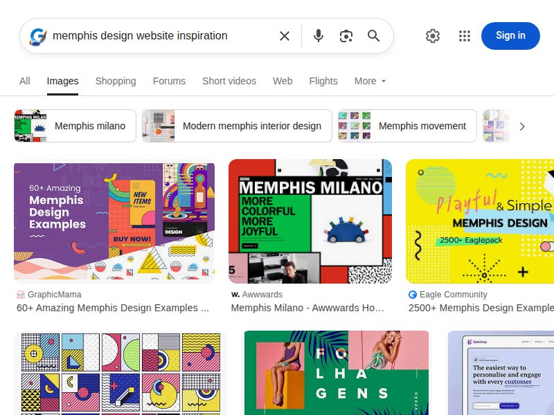 Memphis design website inspiration search