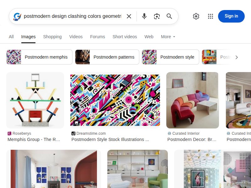 Postmodern clashing colors geometric search
