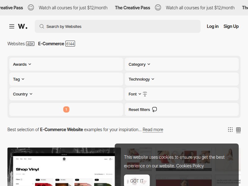 Awwwards ecommerce showcase