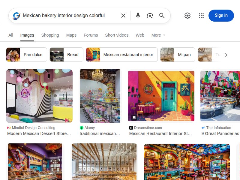 Mexican bakery interior