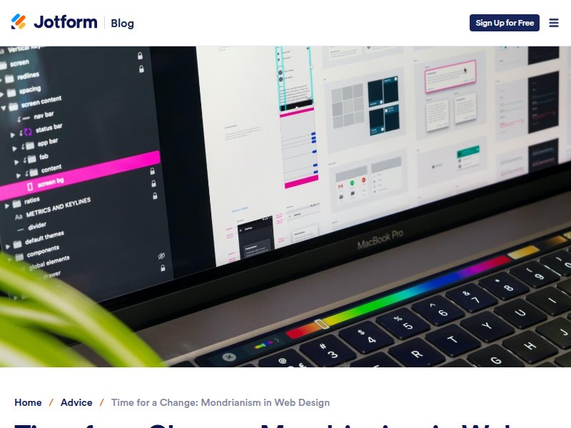 Jotform Mondrianism in Web Design