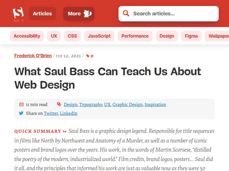 Smashing Magazine - Saul Bass Web Design