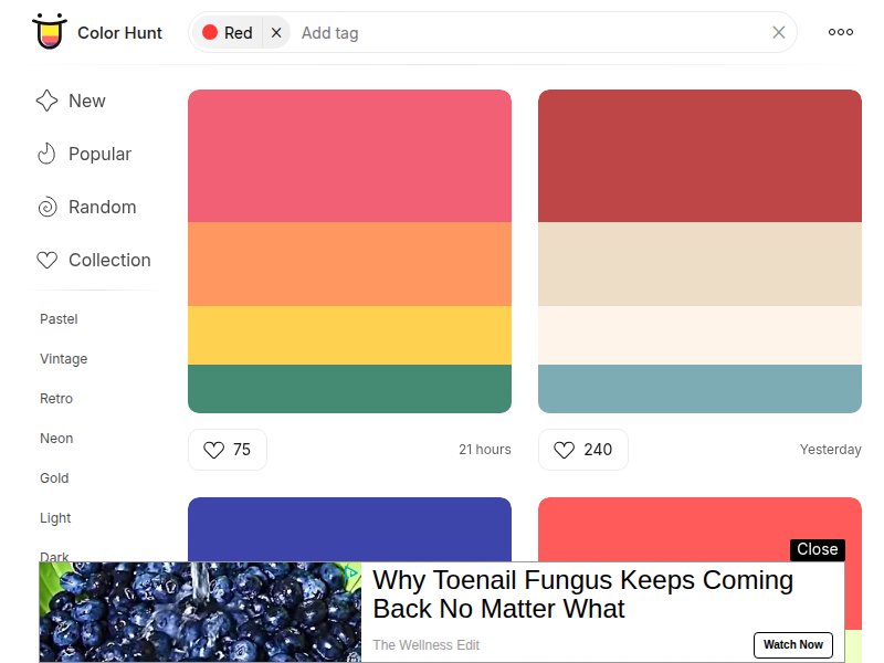 Color Hunt red palettes